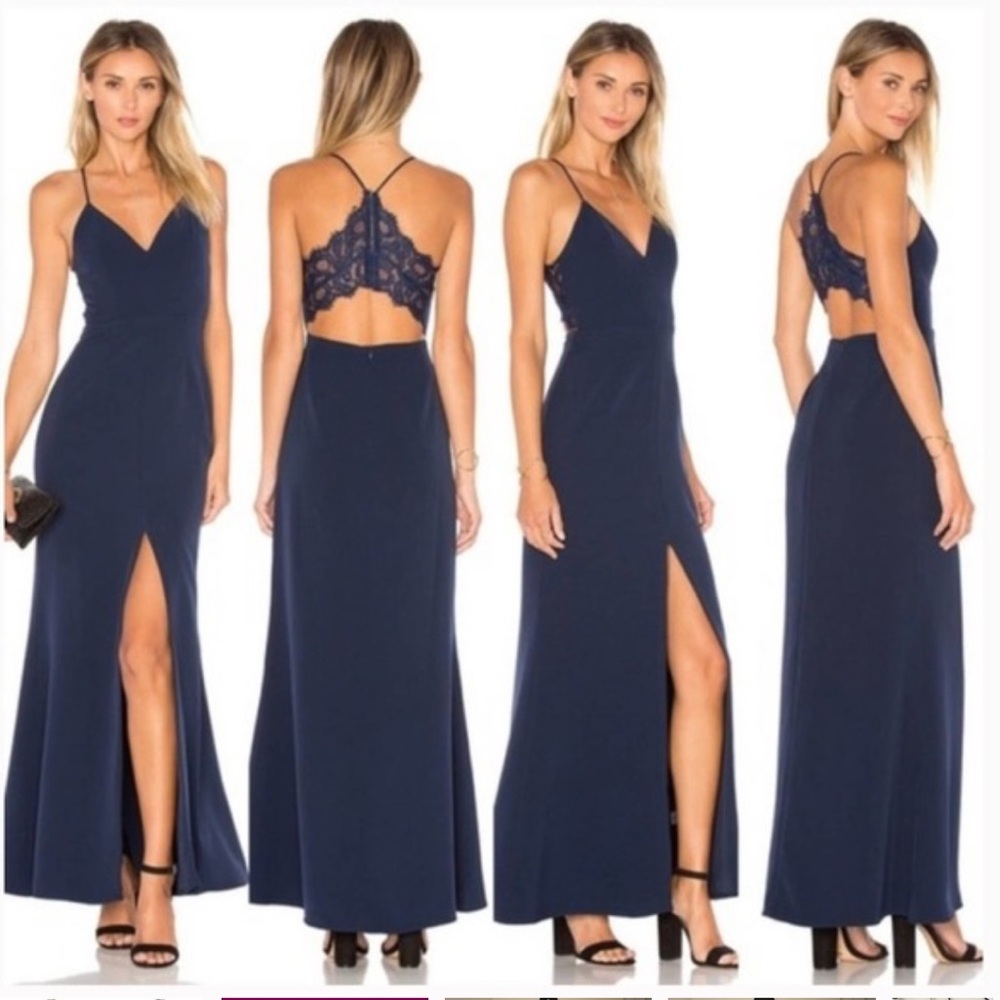 Lovers & Friends Helena Gown Cut Out Back With Lace Details Dress Size L - Picture 1 of 16